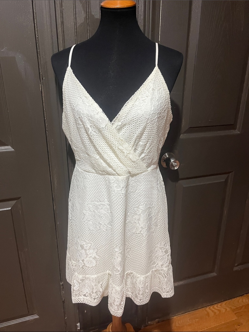 Speechless Ivory Lace Wrap Mini Dress